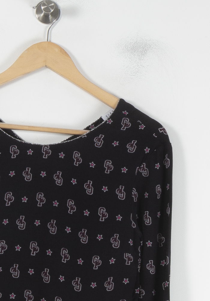 Blouse Noire et Rose - Taille S/36