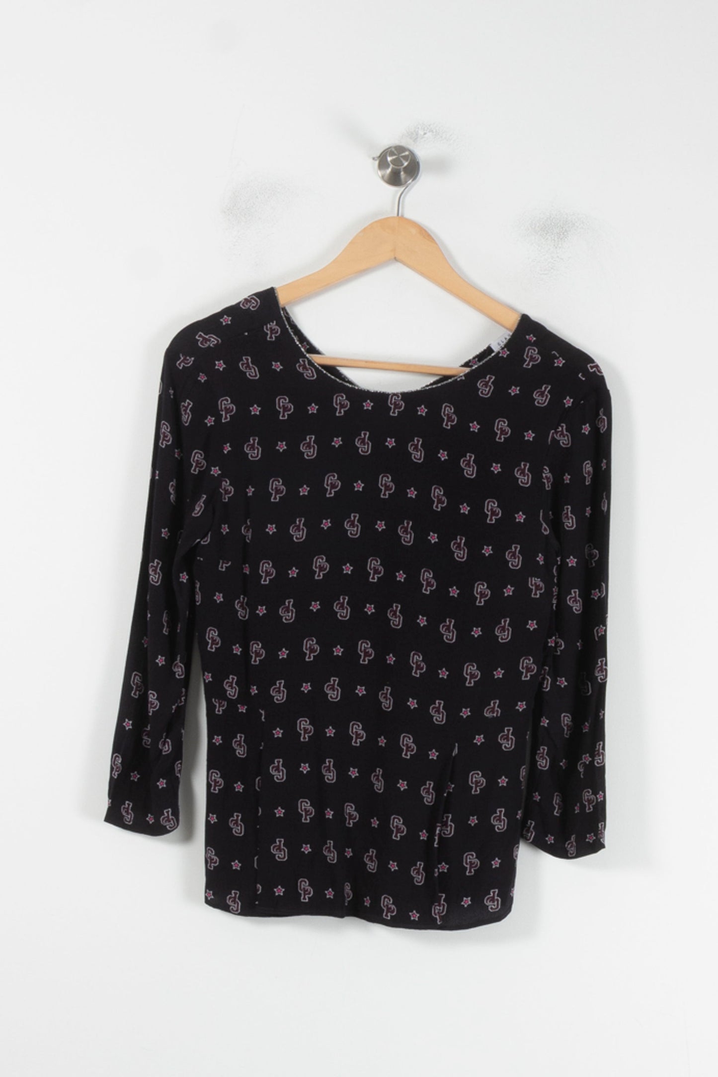 Blouse Noire et Rose - Taille S/36