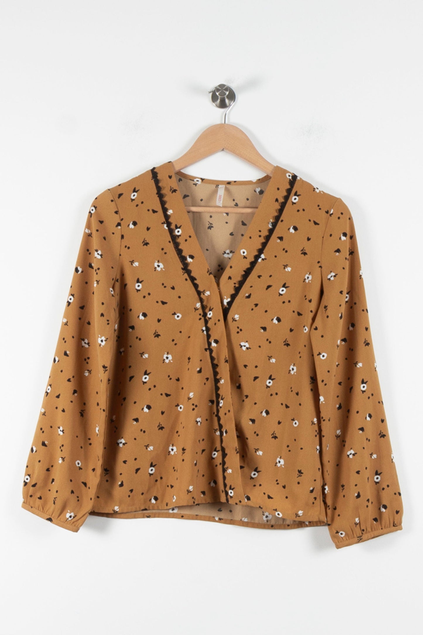 Chemisier Fleurie Beige et Noir - Taille S/36