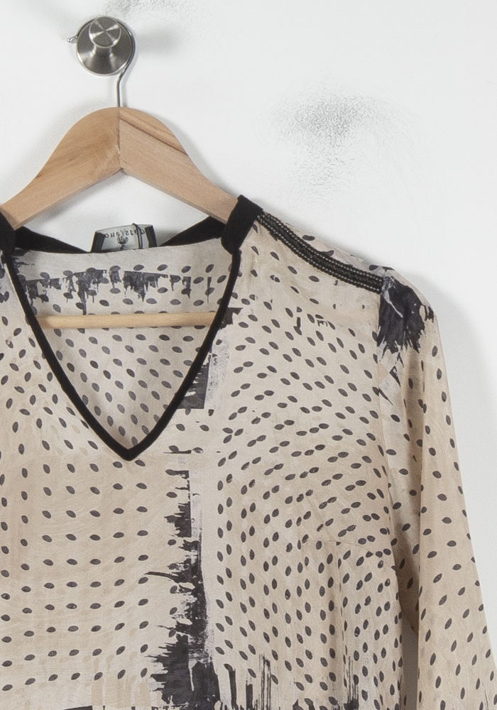 Blouse Beige et Noire - Taille XS/34