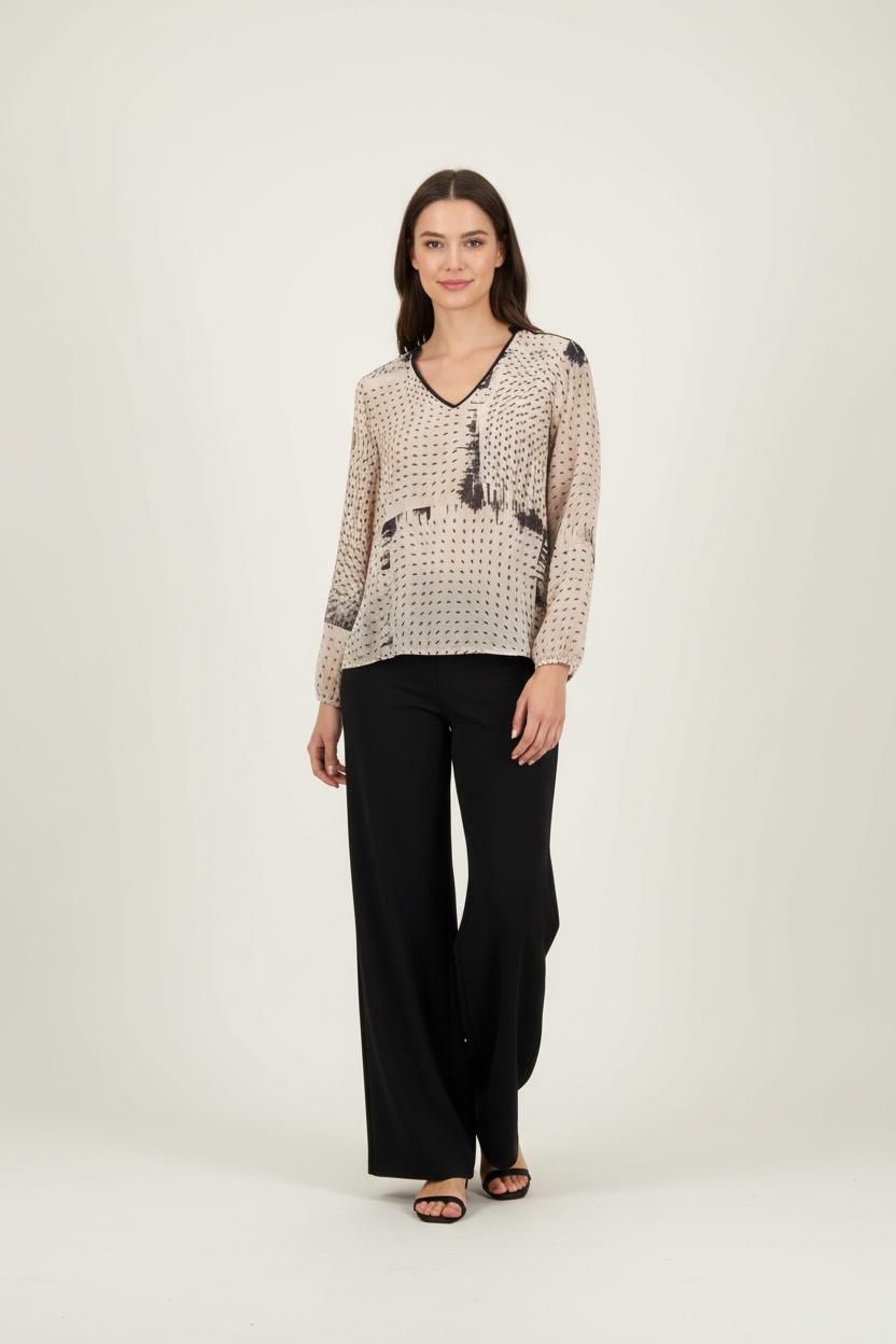 Blouse Beige et Noire - Taille XS/34