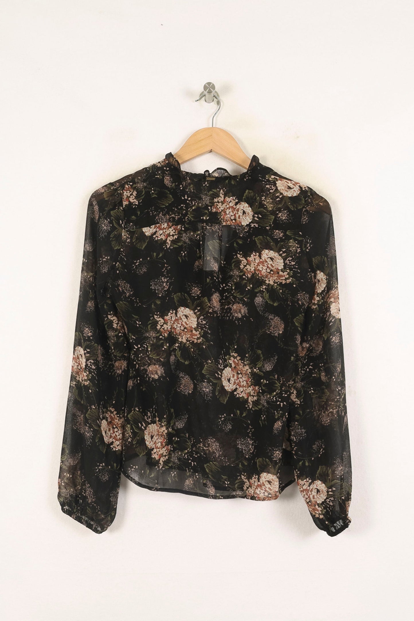 Blouse Noire et Fleurie - Taille XS/34