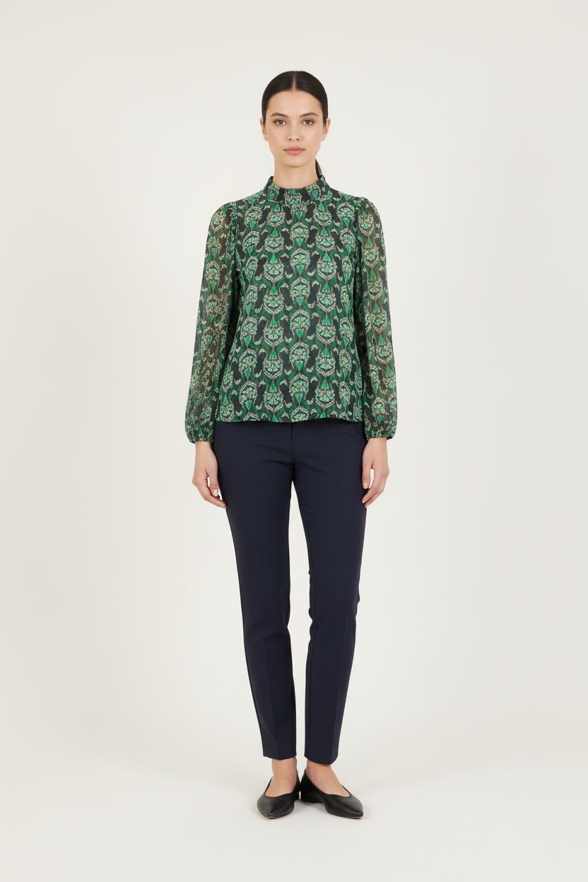 Blouse Verte et Noire - Taille S/36