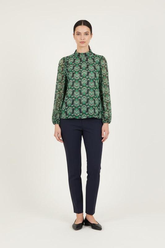 Blouse Verte et Noire - Taille S/36