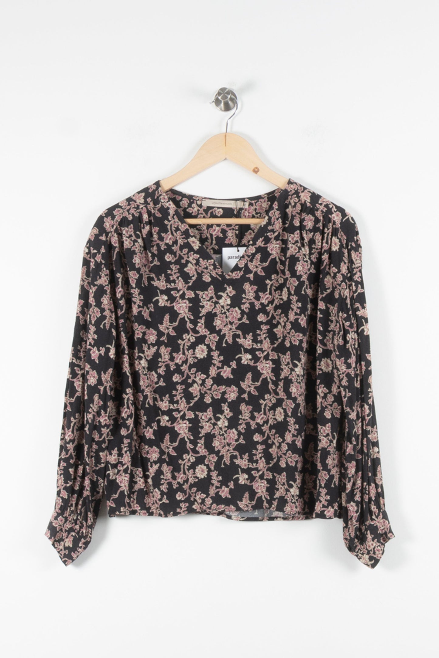 Blouse Noire et Rose - Taille S/36