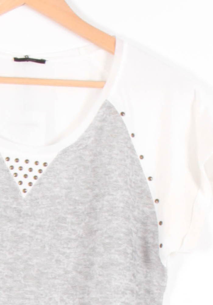 T-shirt Gris et Blanc - Taille M/38