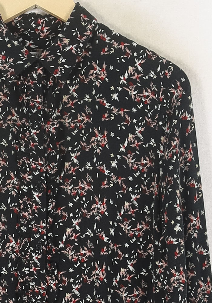 Blouse Noire et Fleurie - Taille M/38