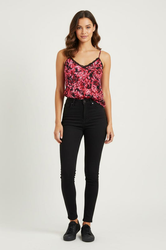 Caraco Rose et Noir - Taille L/40