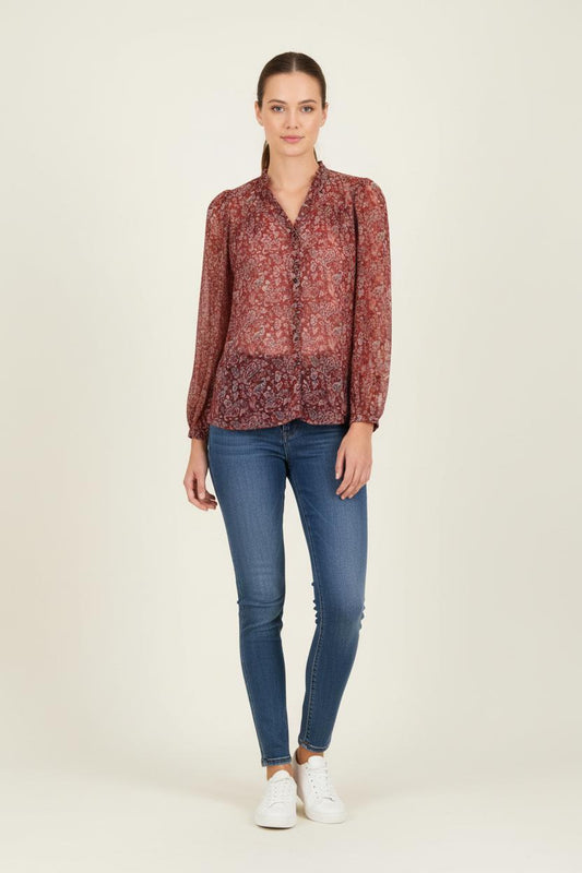 Blouse Rouge et Blanche - Taille XS/34