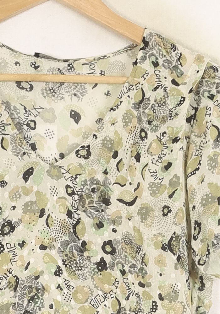 Blouse Verte et Noire - Taille XS/34