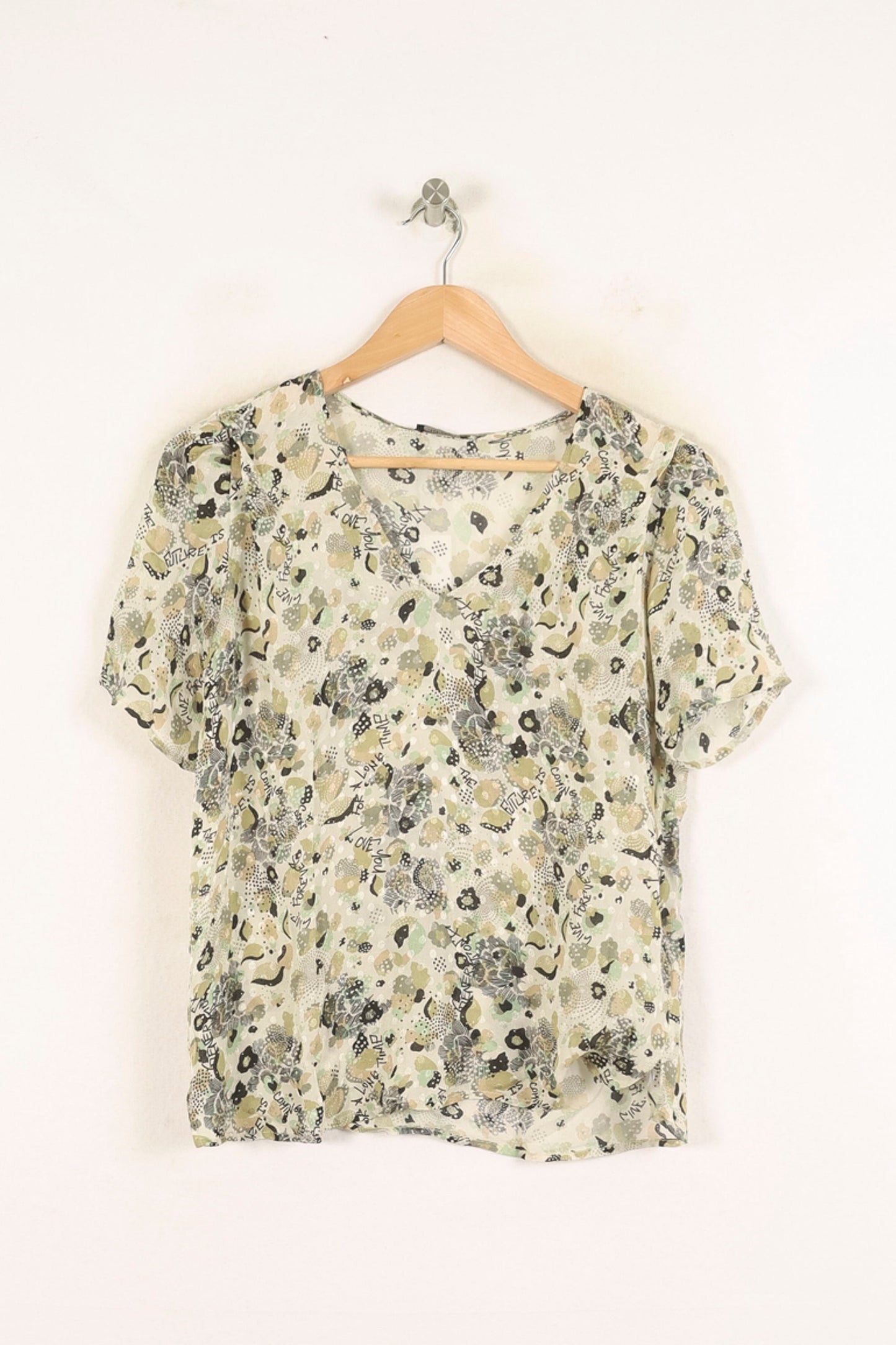 Blouse Verte et Noire - Taille XS/34