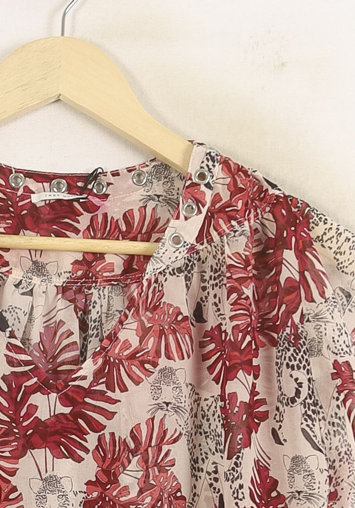 Blouse Rouge et Beige - Taille XL/42