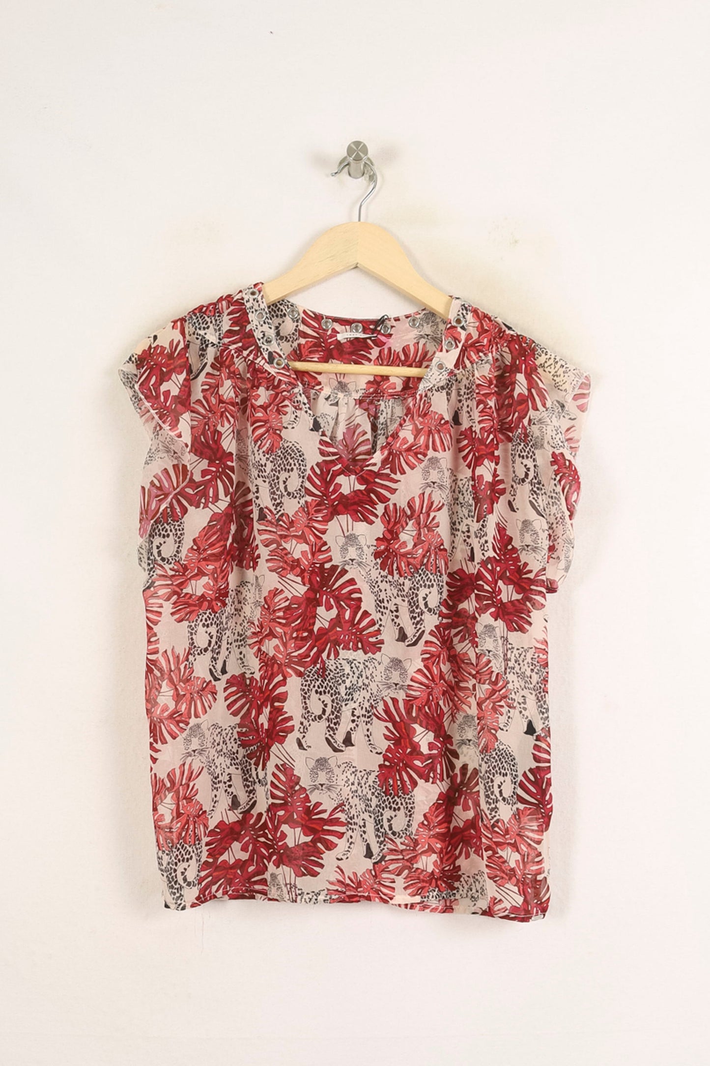 Blouse Rouge et Beige - Taille XL/42
