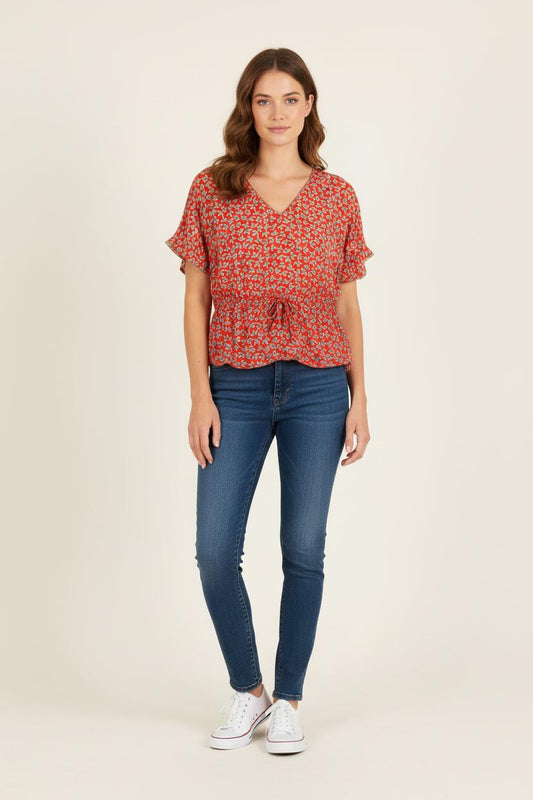 Blouse Rouge et Blanche - Taille S/36