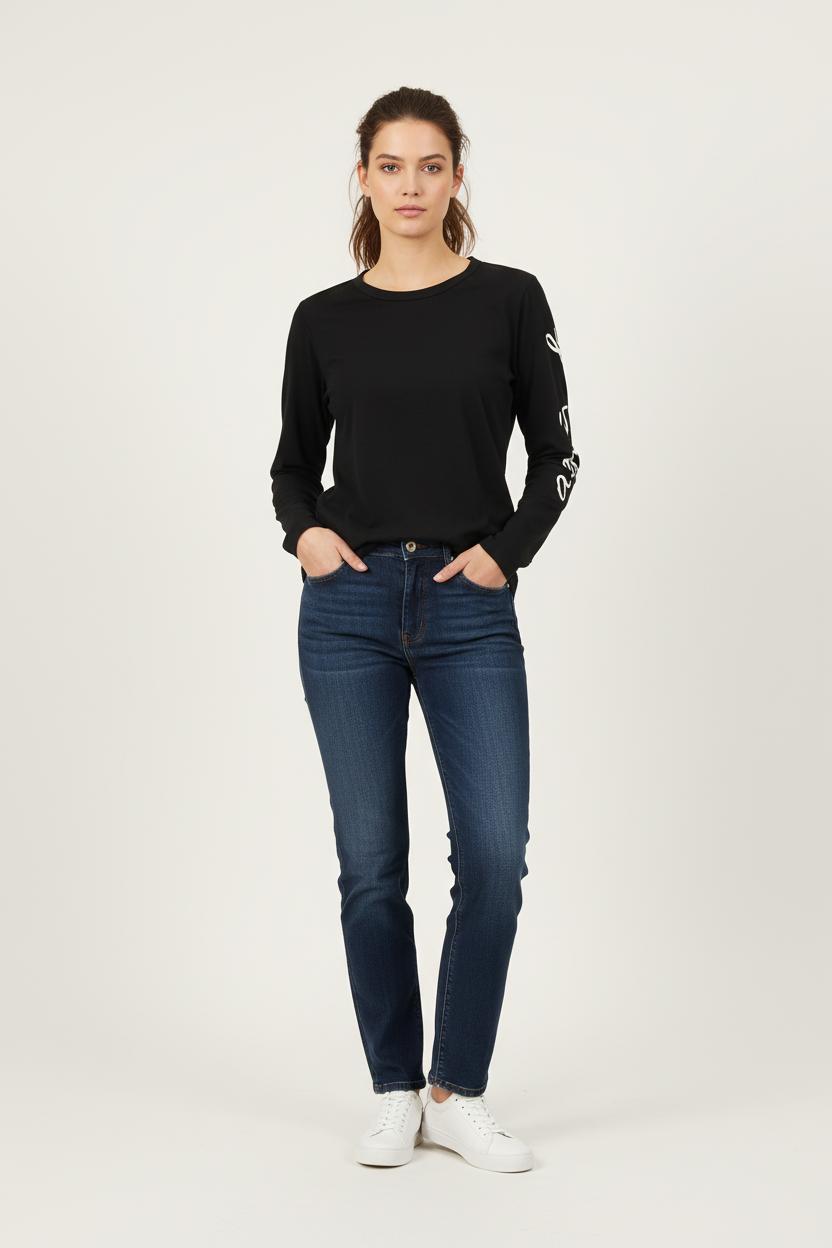 Tee-shirt Manches Longues Noir et Blanc - Taille L/40