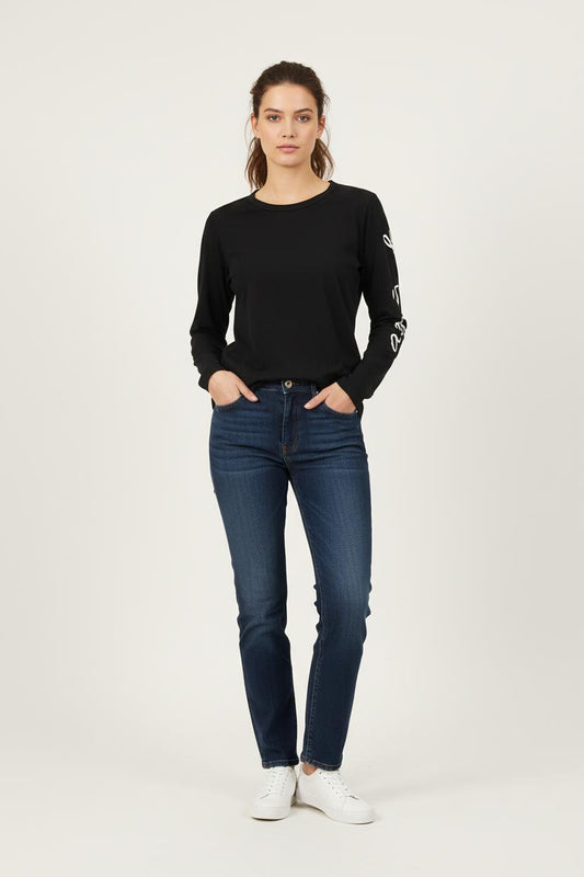 Tee-shirt Manches Longues Noir et Blanc - Taille L/40