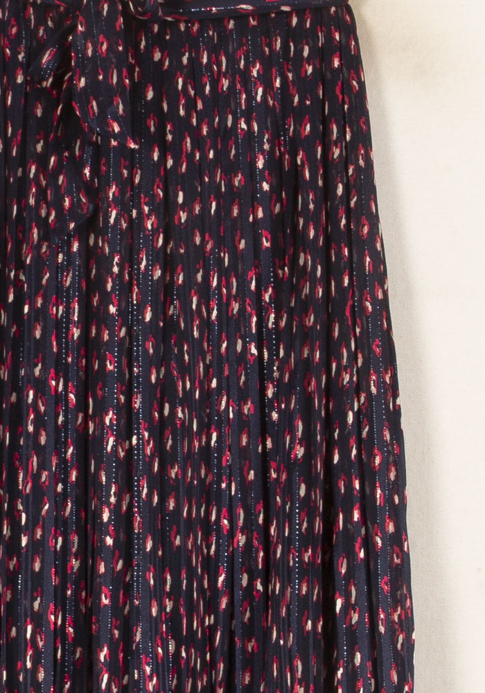 Jupe Plissée Bleu Marine et Rouge - Taille L/40