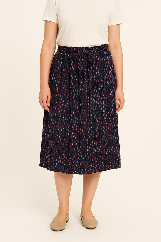 Jupe Plissée Bleu Marine et Rouge - Taille L/40