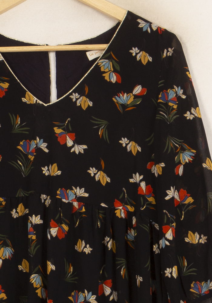 Robe Fleurie Noire - Taille M/38