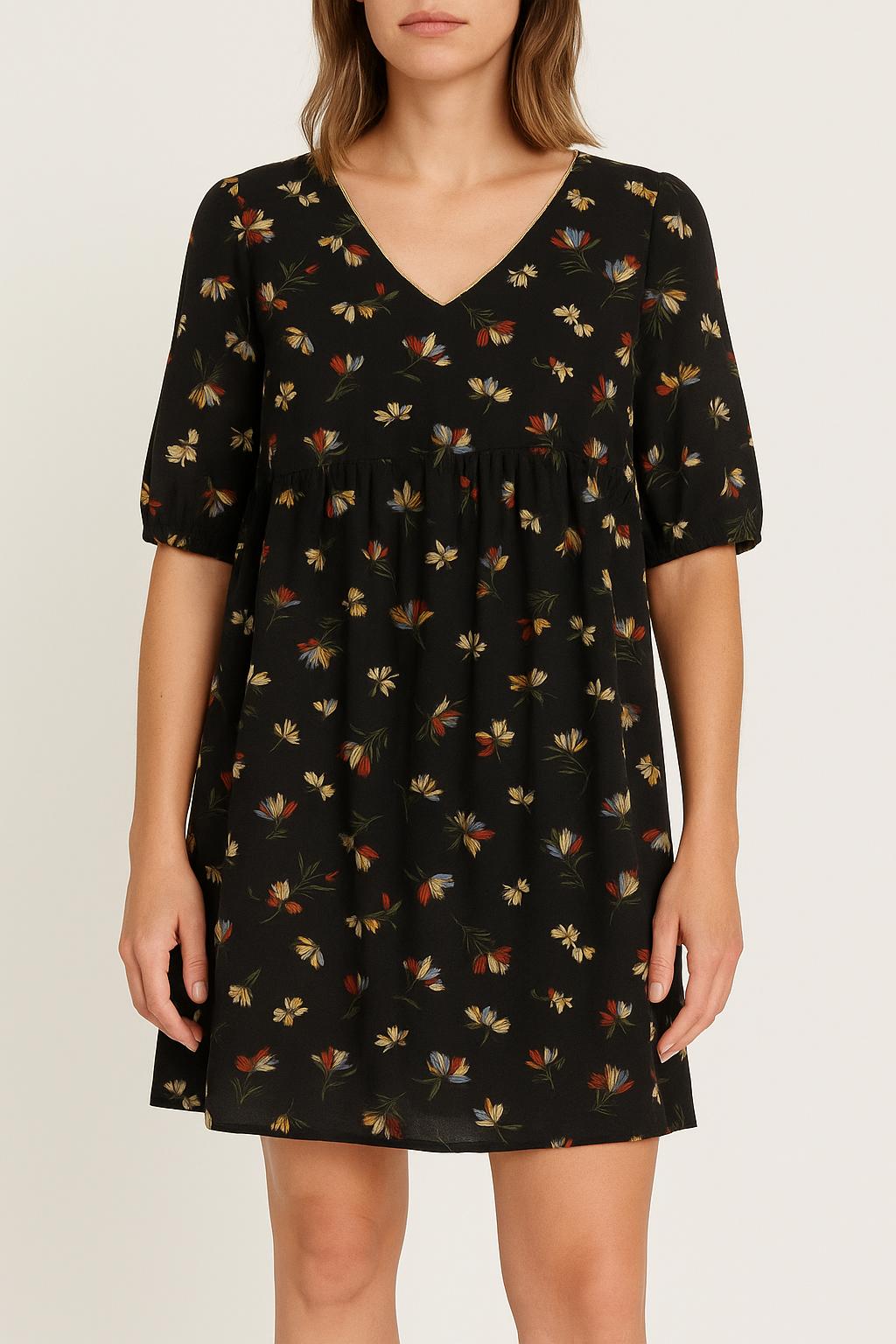 Robe Fleurie Noire - Taille M/38