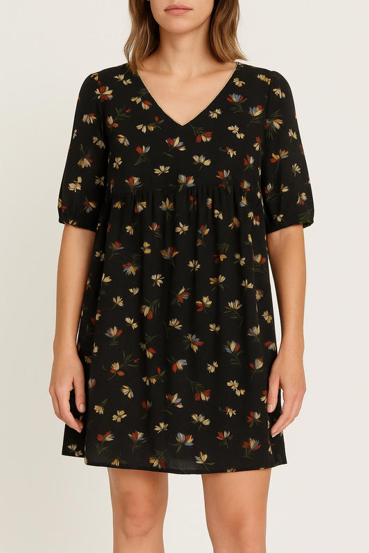 Robe Fleurie Noire - Taille M/38