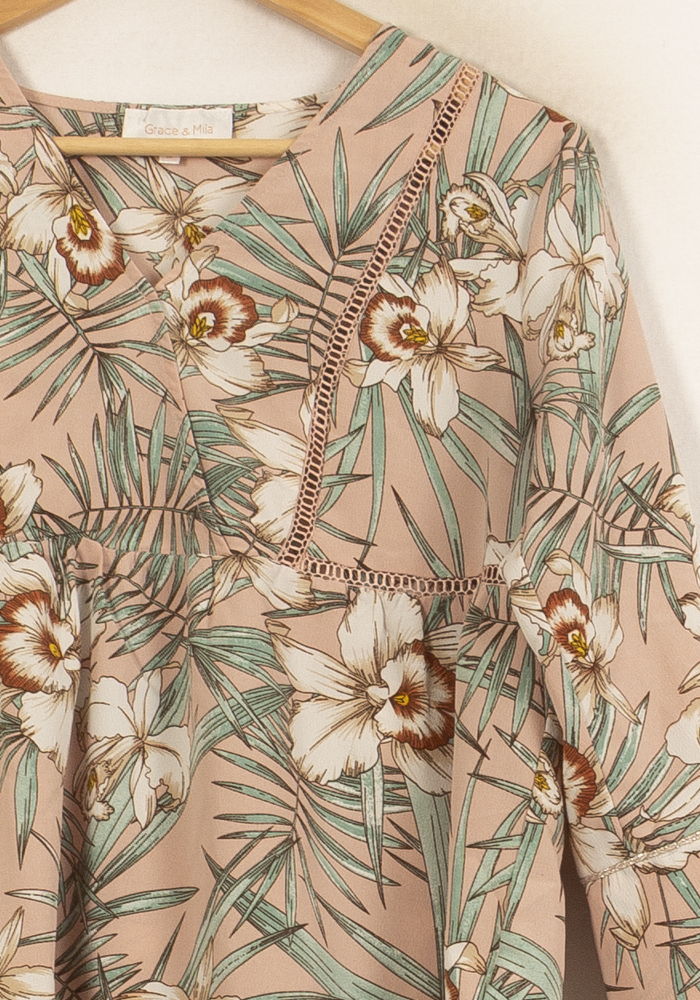 Blouse Rose et Verte - Taille M/38