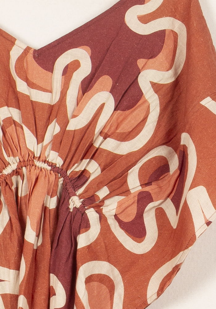 Robe Longue Orange et Blanc - Taille S/36