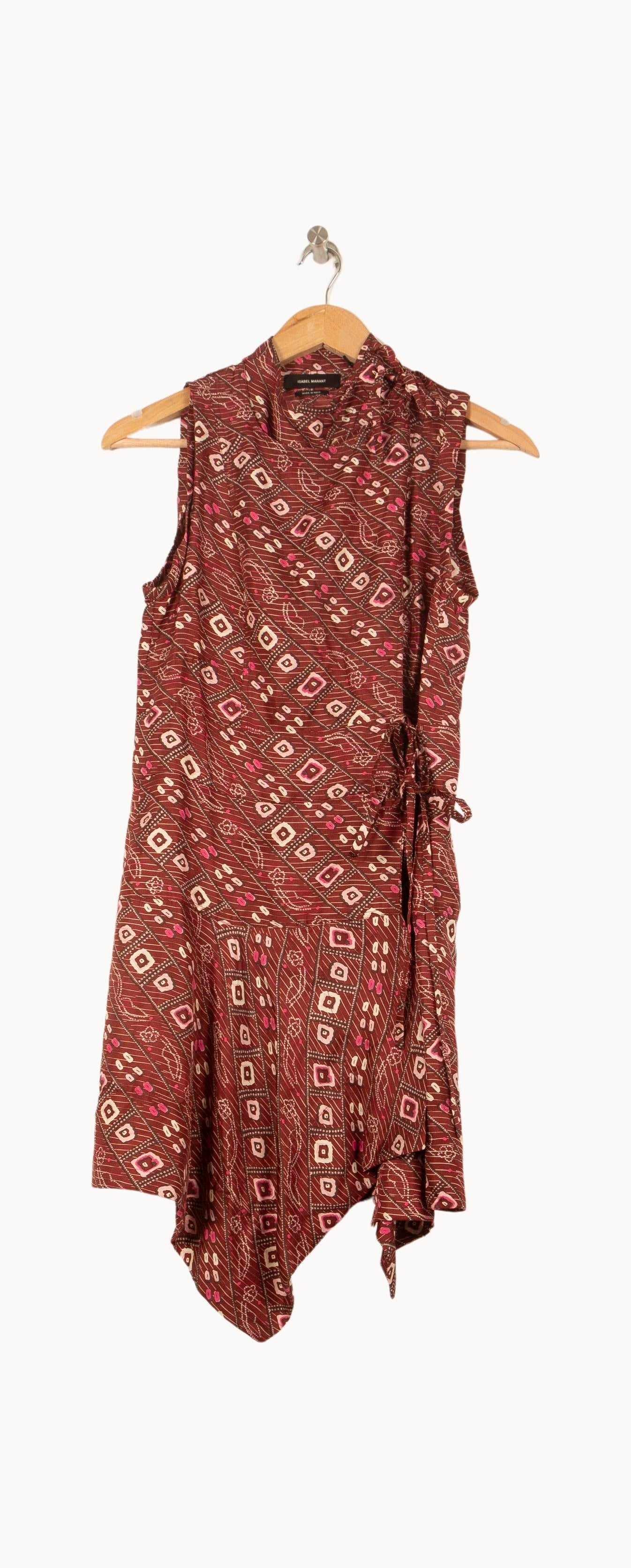 Robe Imprimée Bordeaux - Taille XS/34