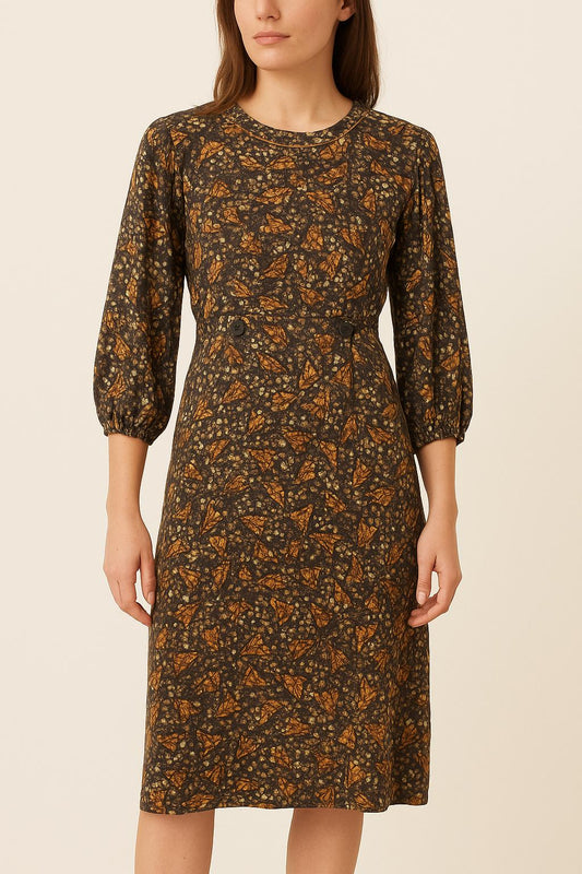 Robe Longue Marron et Orange - Taille S/36