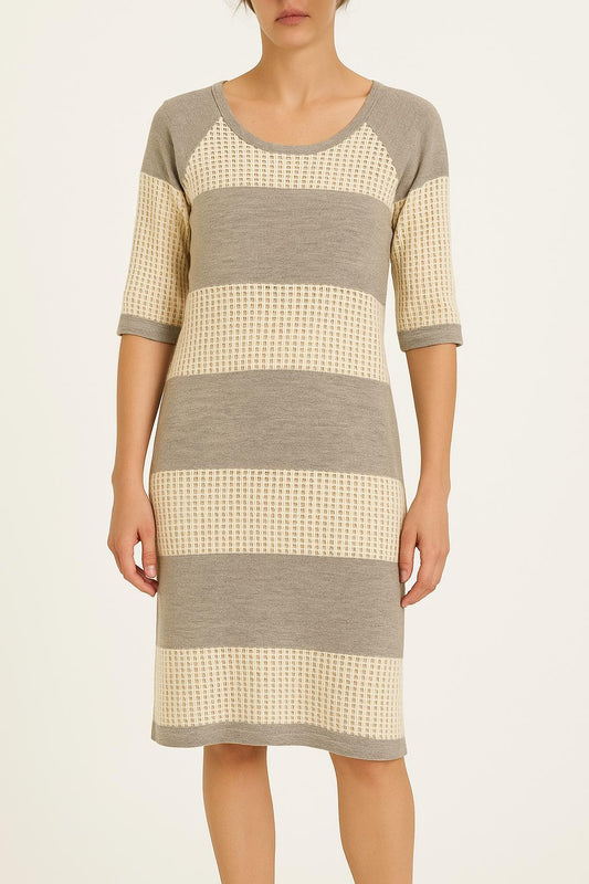 Robe Midi Grise et Écrue - Taille M/38