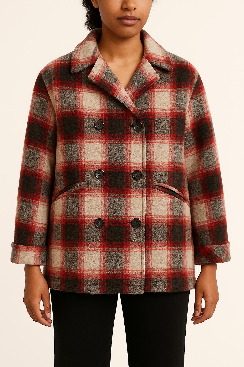 Veste À Carreaux Rouge et Noir - Taille S/36