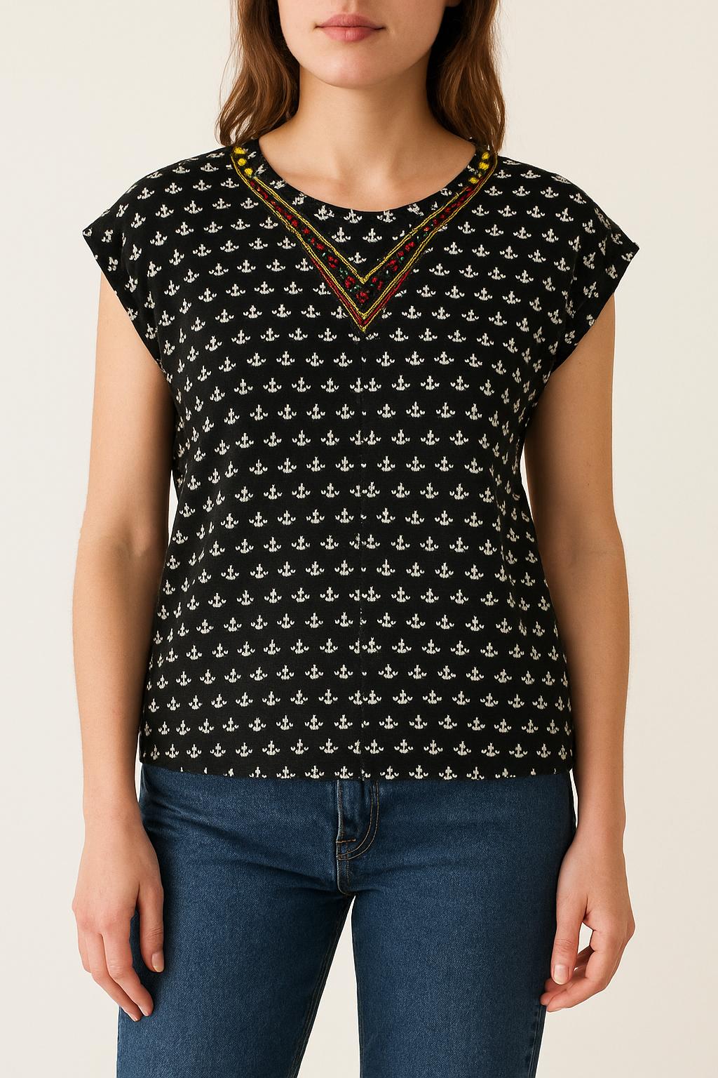 Blouse Noire et Blanche - Taille S/36