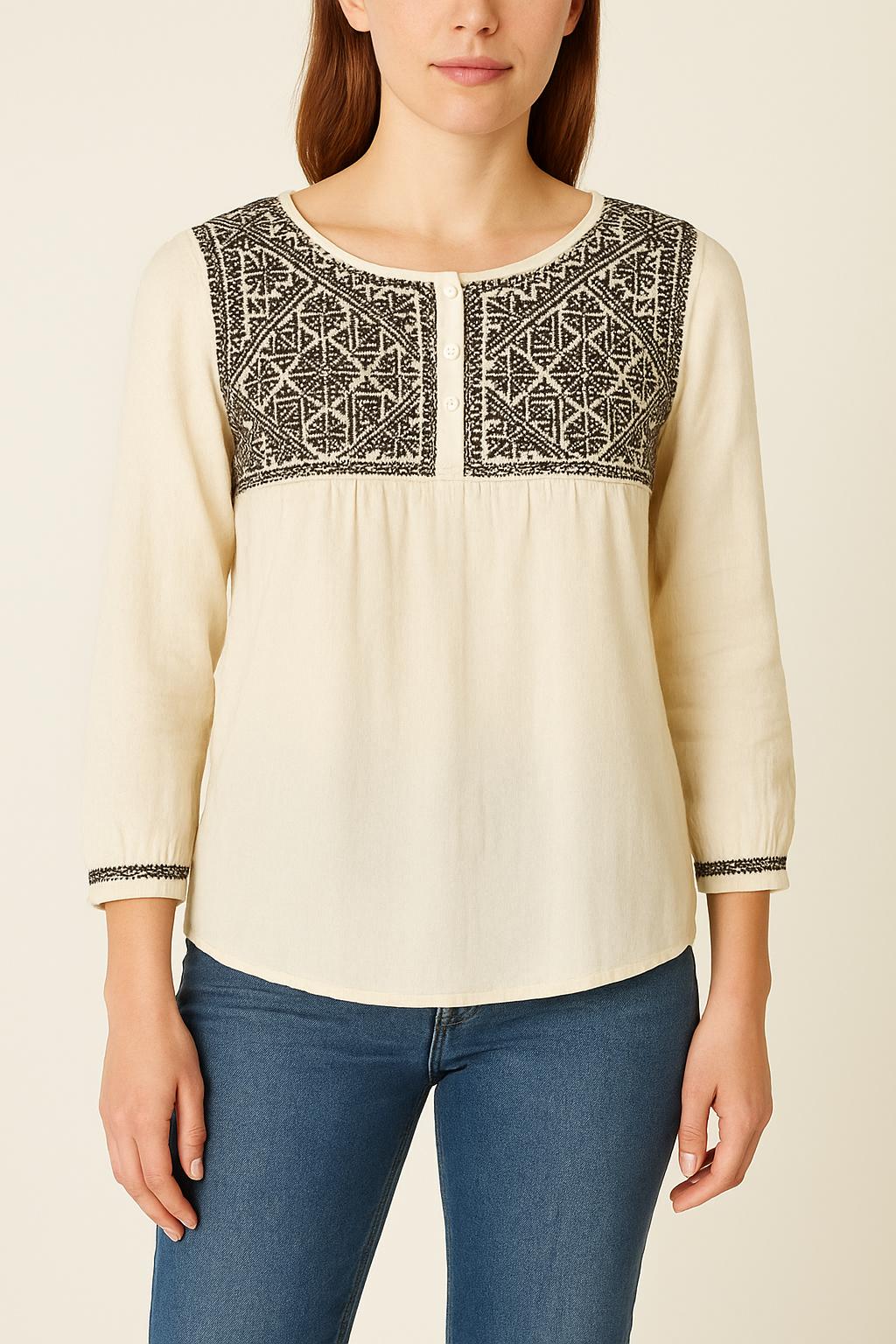 Blouse Blanche et Noire - Taille XS/34