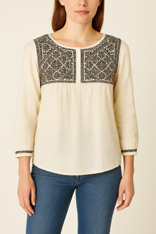 Blouse Blanche et Noire - Taille XS/34