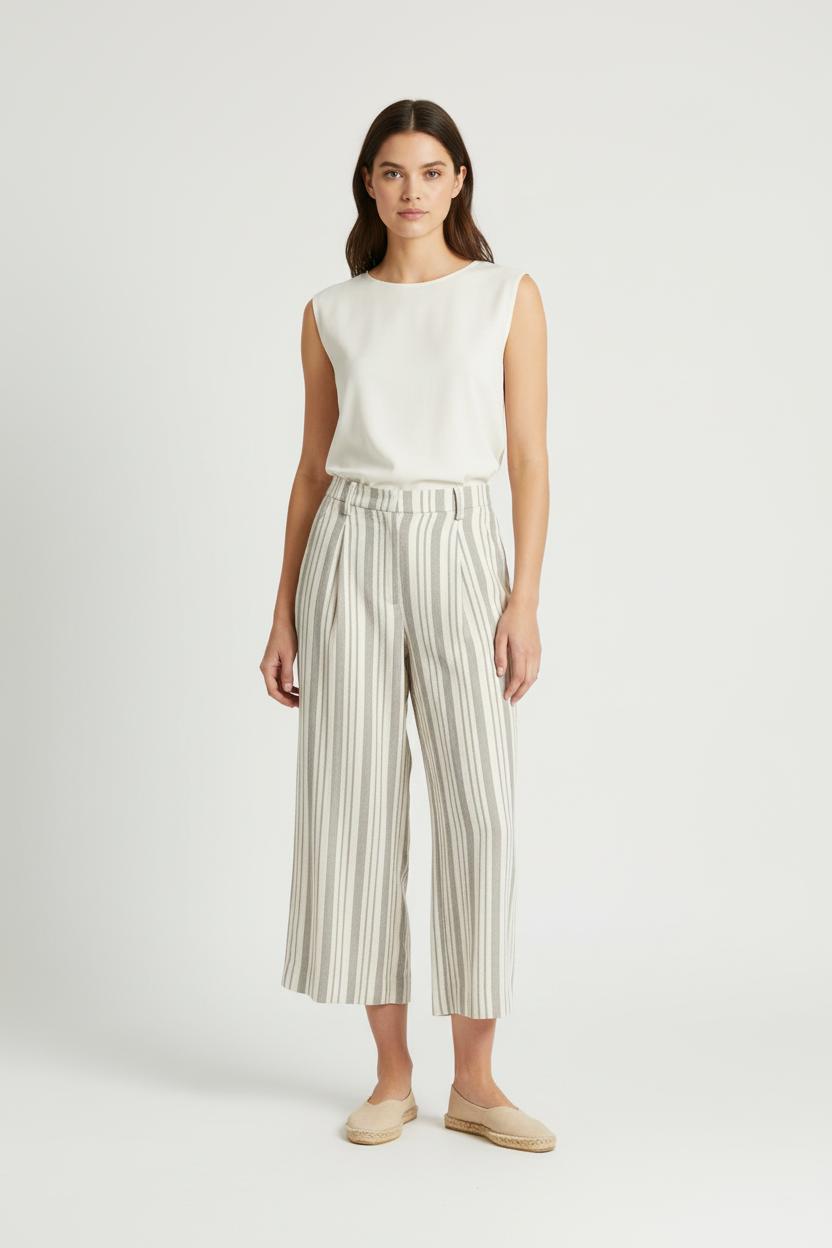 Pantalon Large Blanc et Beige - Taille XL/42