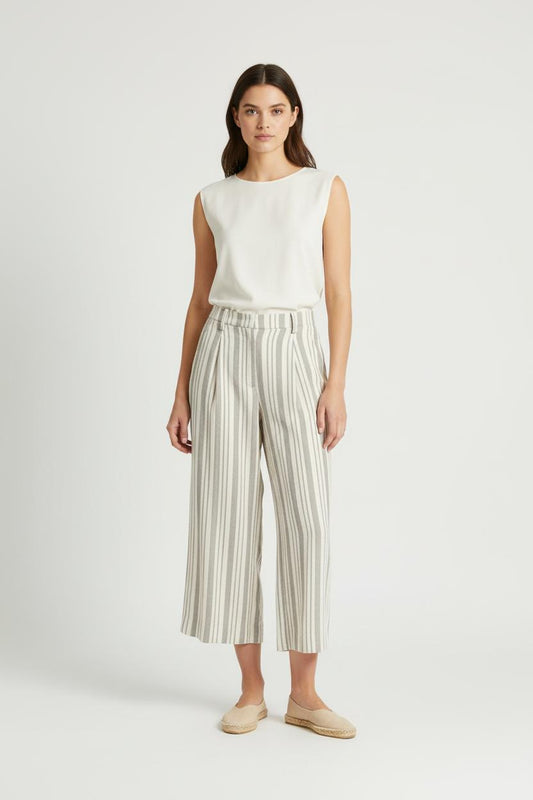 Pantalon Large Blanc et Beige - Taille XL/42