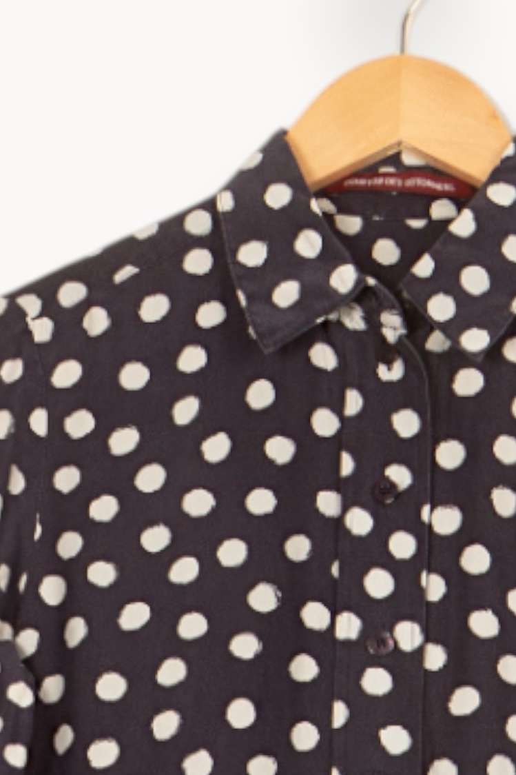 Chemise Noire à Pois Blancs - Taille XS/34