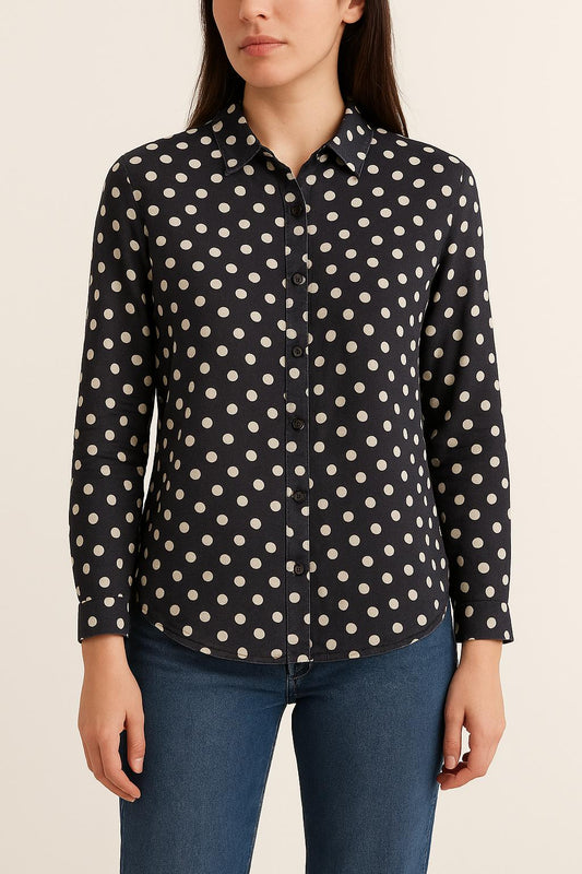 Chemise Noire à Pois Blancs - Taille XS/34