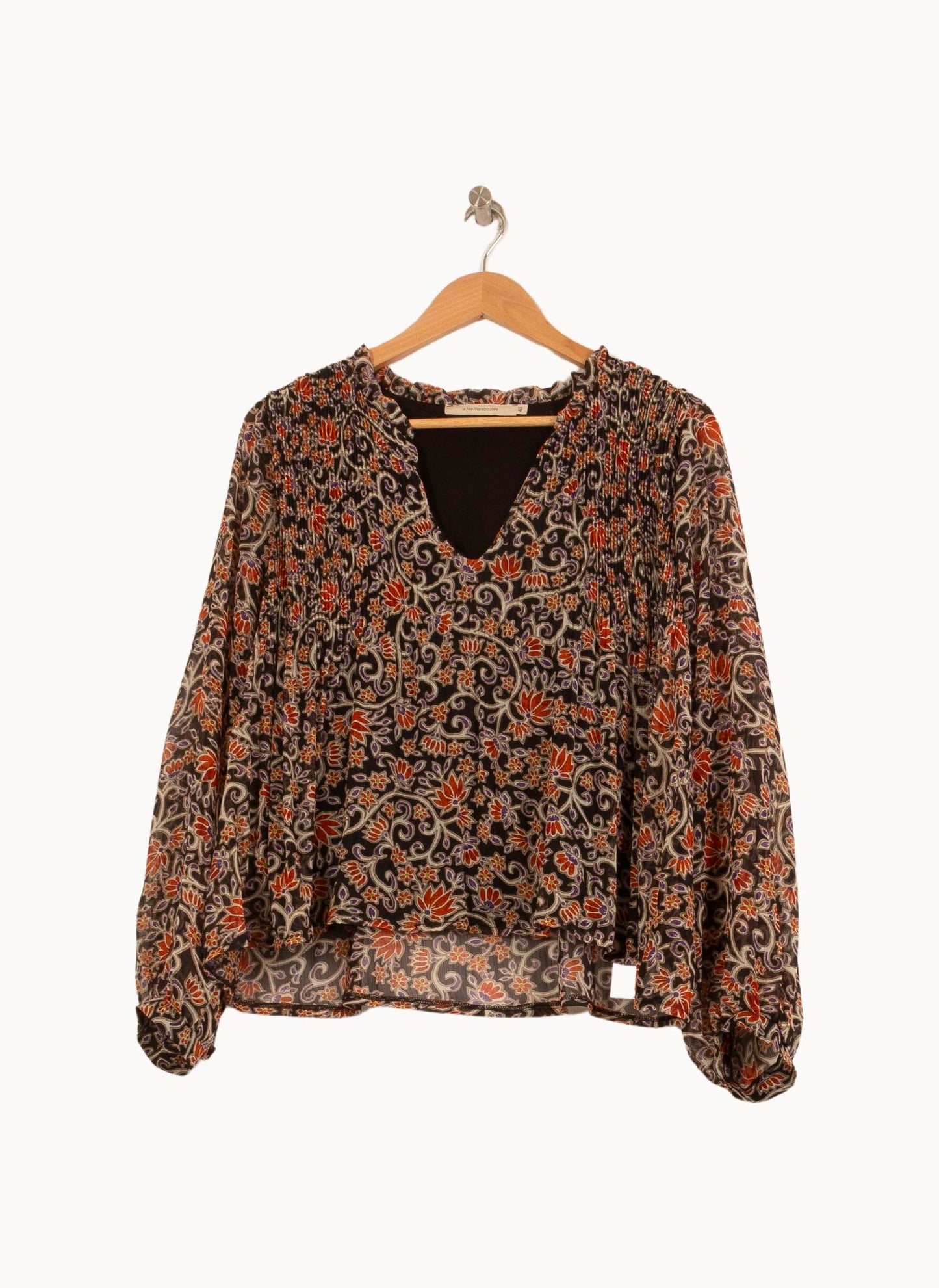 Blouse Noire et Orange - Taille L/40