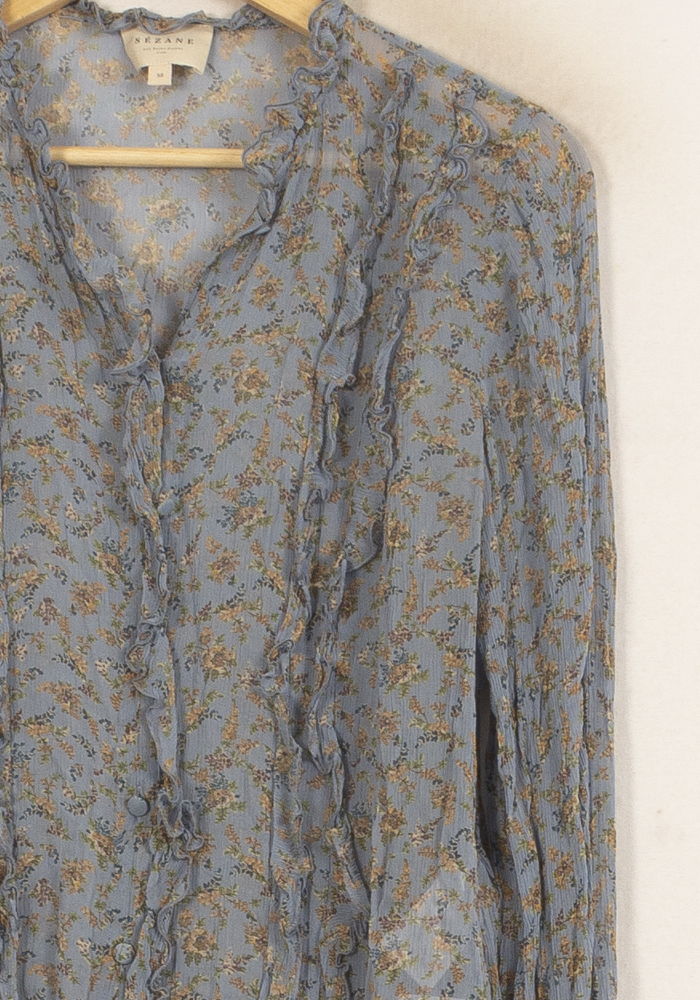 Blouse Bleu à Fleurs - Taille M/38