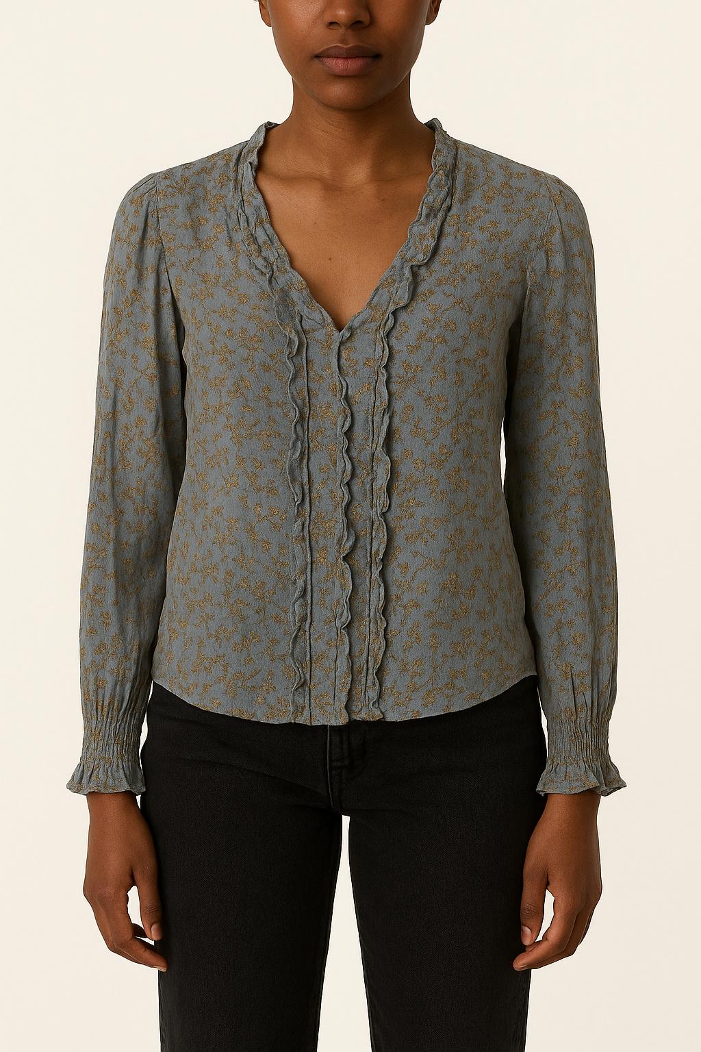 Blouse Bleu à Fleurs - Taille M/38