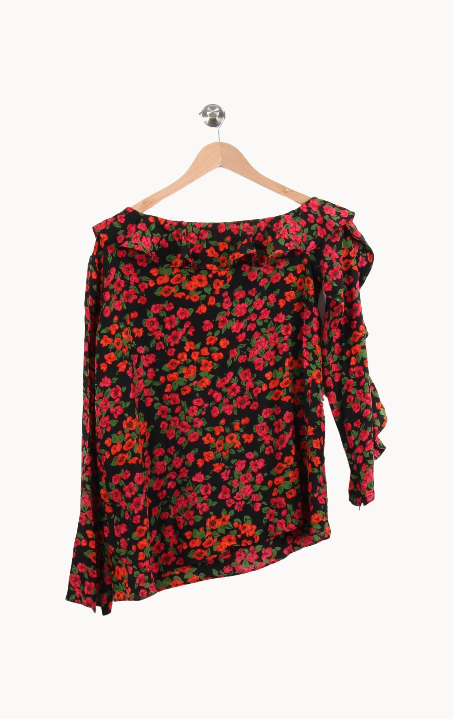 Blouse Noire et Fleurie - Taille M/38