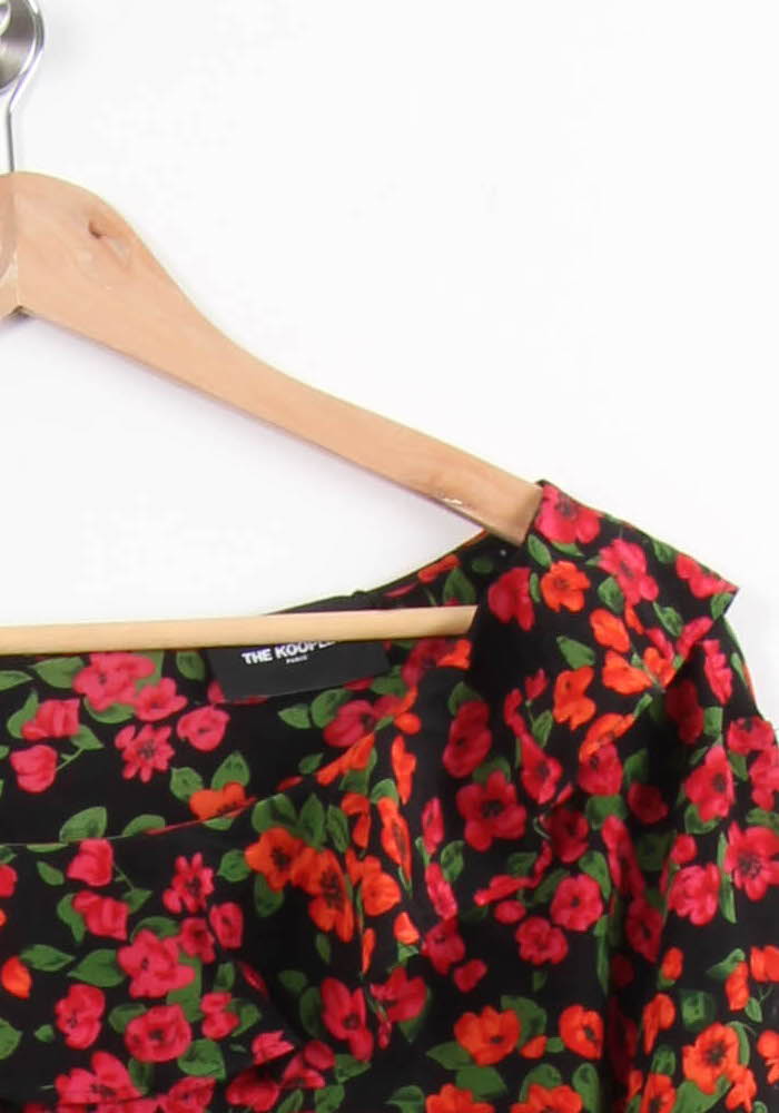 Blouse Noire et Fleurie - Taille M/38