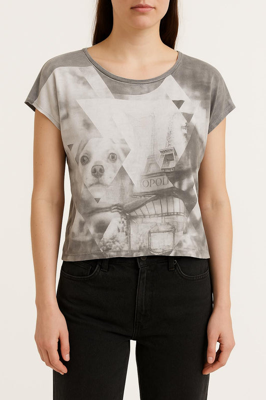 Tee-shirt Gris et Blanc - Taille S/36