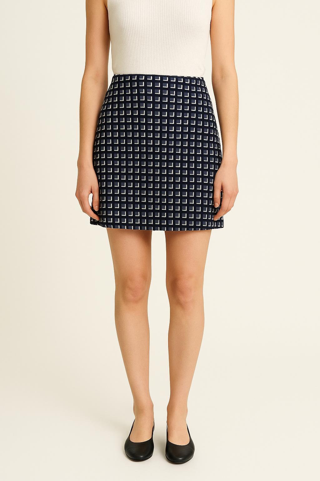 Jupe Droite Bleu et Blanc - Taille S/36