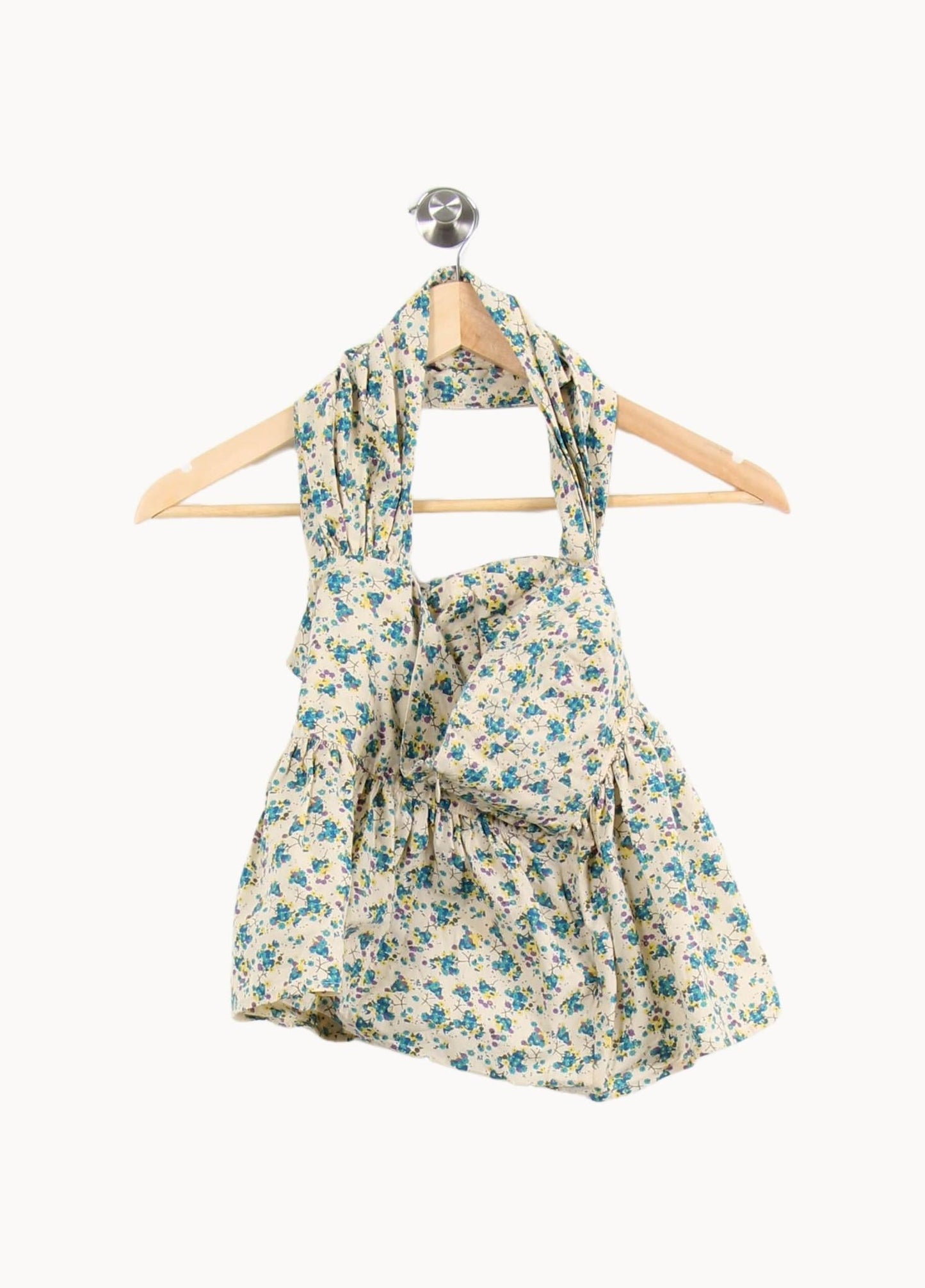 Top Fleuri Beige et Bleu - Taille XS/34