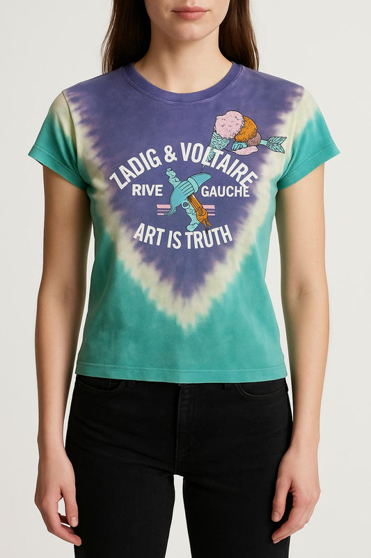 Tee-shirt Violet et Vert - Taille XS/34