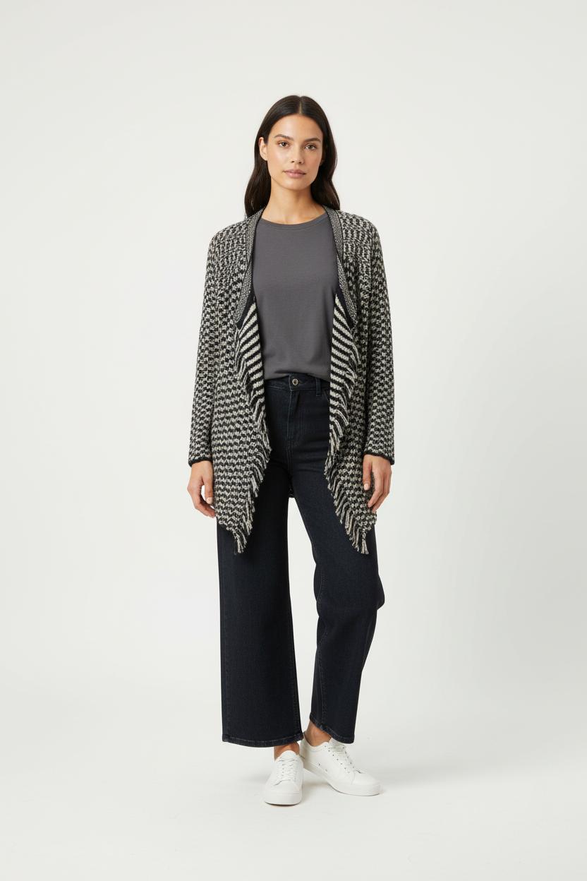 Cardigan Bleu Marine et Beige - Taille M/38