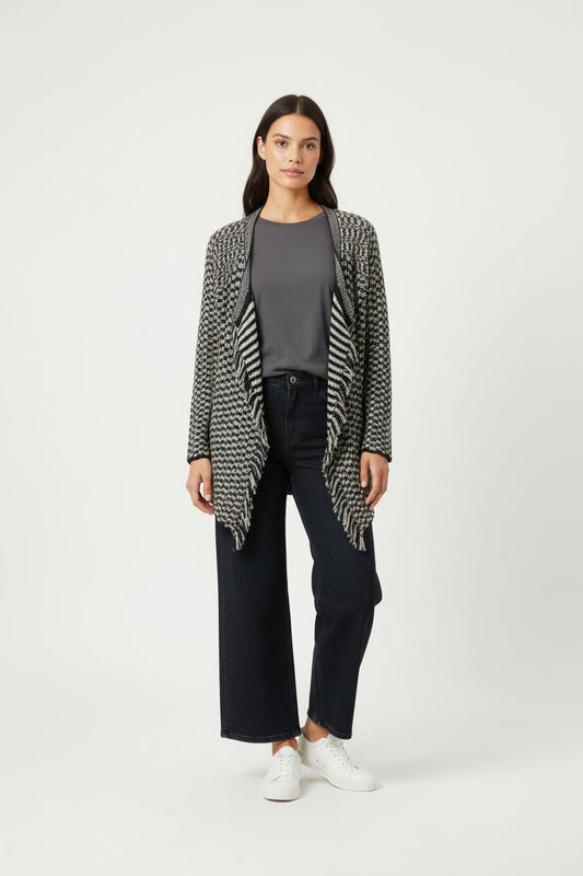 Cardigan Bleu Marine et Beige - Taille M/38