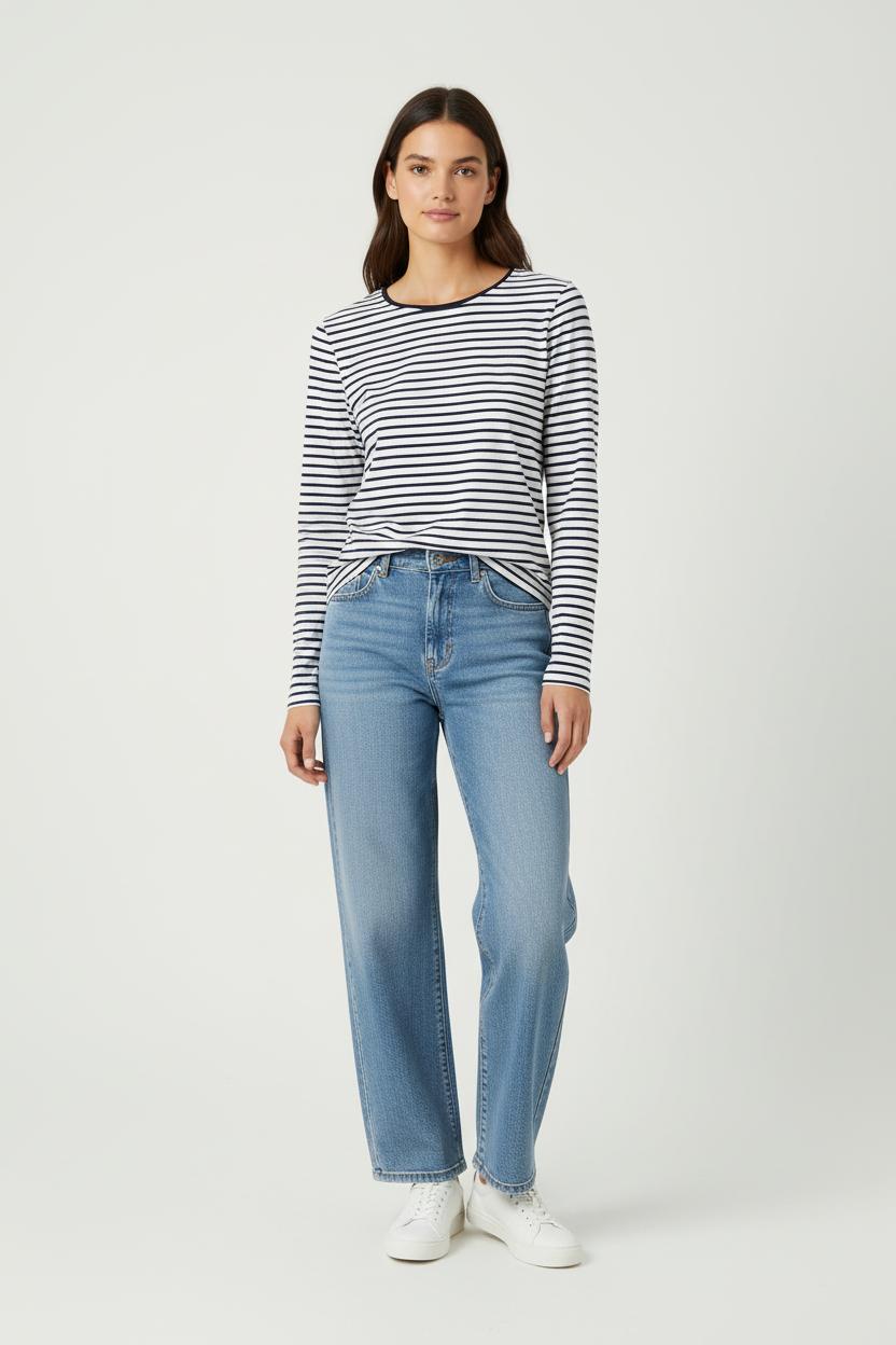 Marinière Blanc et Noir - Taille S/36